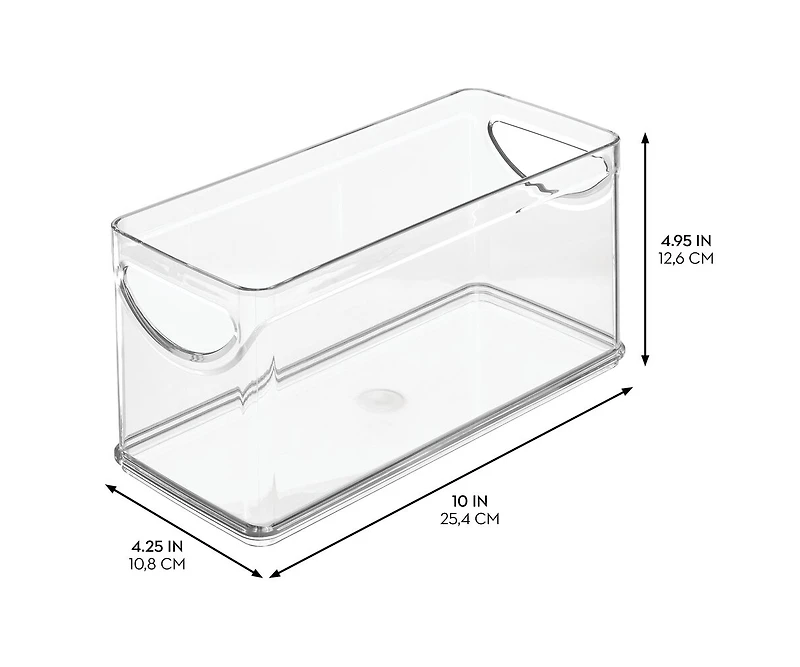 iDesign Stackable Pantry Storage Bin with Handles, Set of 4, Clear, Made in Usa
