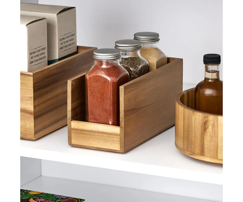 iDesign Acacia Wood Open-Front Pantry Bin - Set of