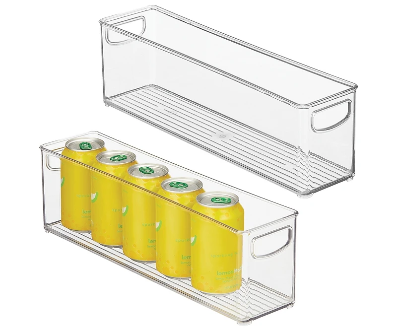 iDesign Plastic Stackable Pantry Bin with Handles, Set of 2, Clear, Made in Usa