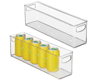 iDesign Plastic Stackable Pantry Bin with Handles, Set of 2, Clear, Made in Usa