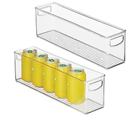 iDesign Plastic Stackable Pantry Bin with Handles, Set of 2, Clear, Made in Usa