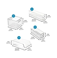 iDesign Fridge Storage Bin Set with Bottle Holder, Set of 8, Clear