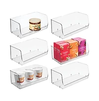 iDesign Wide Stackable Open-Front Storage Bins - Set of 6 - Clear - Made in Usa