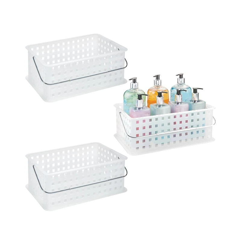 iDesign Medium Stackable Shower Basket, Set of 3, Clear/Frost, Made in Usa