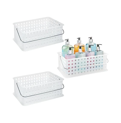 iDesign Medium Stackable Shower Basket, Set of 3, Clear/Frost, Made in Usa