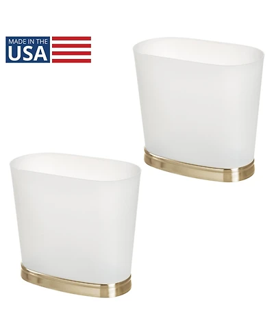 iDesign Small Oval Bathroom Trash Can - Frost/Soft Brass - Made in Usa