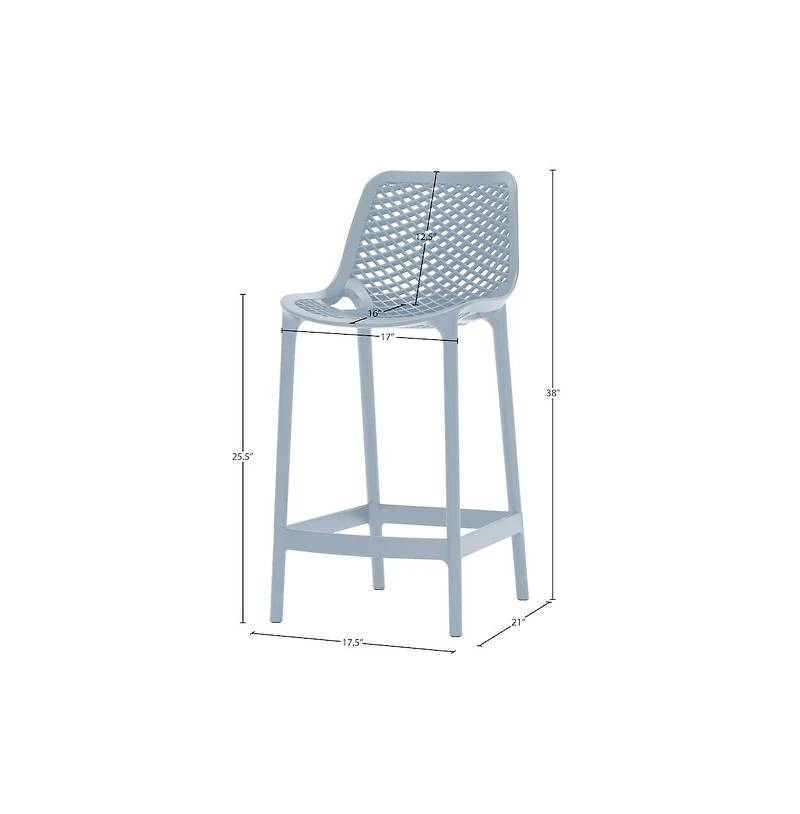 Meridian Furniture Mykonos Sky Blue Outdoor Patio Stool, Set of 4