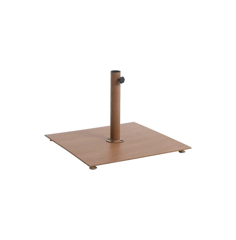 Meridian Furniture Fiji Beige Fabric / Teak Aluminum Patio Umbrella with Base Sets