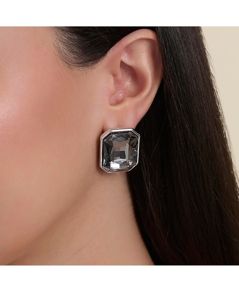 Jessica Simpson Faceted Gemstone Stud Earrings in Smoke Grey