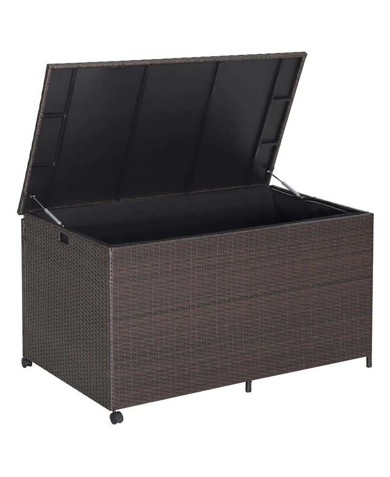 Akiudex Outdoor Wicker Storage Box with Zippered Liner - 133 Gallon