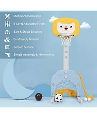 Akiudex 3 in 1 Adjustable Kids Basketball Hoop Set with Soccer and Golf Games
