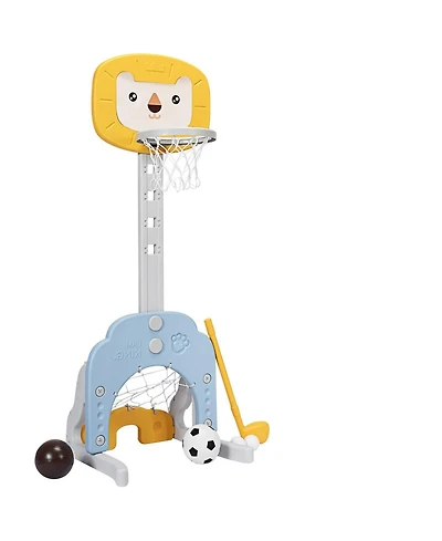 Akiudex 3 in 1 Adjustable Kids Basketball Hoop Set with Soccer and Golf Games