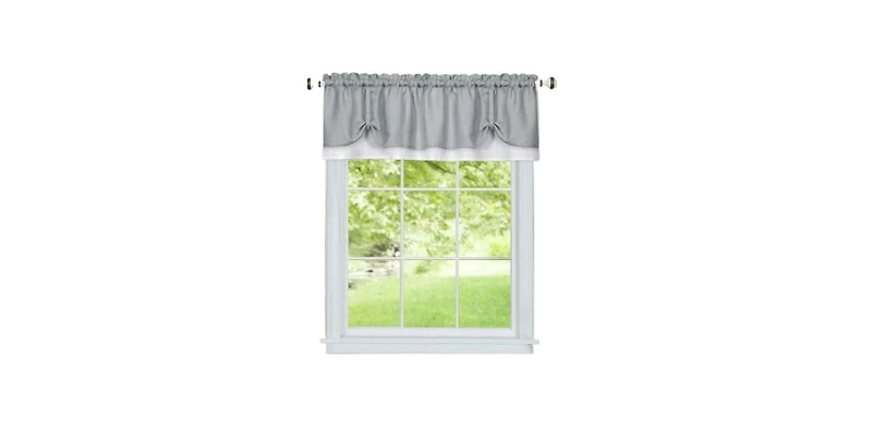Kate Aurora Country Farmhouse Flax Linen Tie Up Window Valance - 58 in. W x 14 L