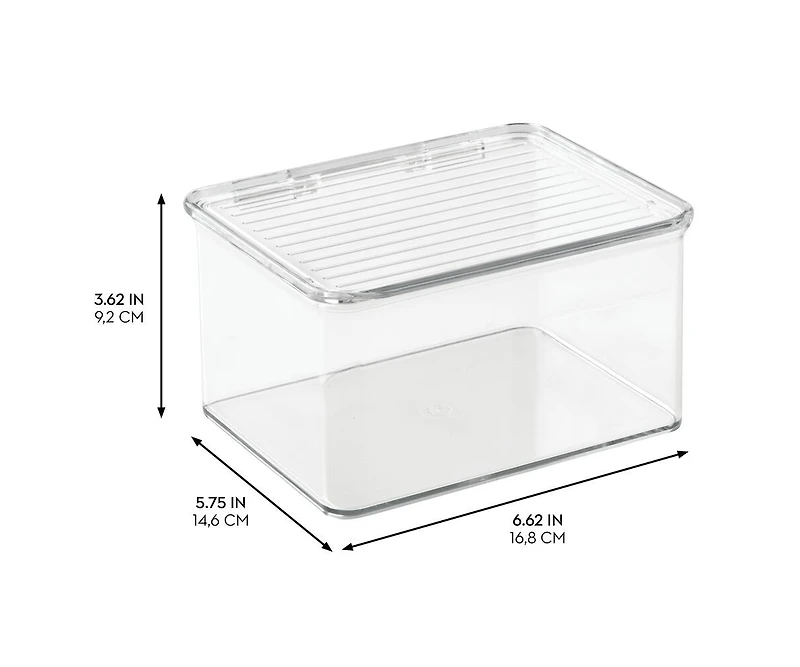 iDesign Stackable Hinged-Lid Pantry Storage Box - Set of 6 - Clear