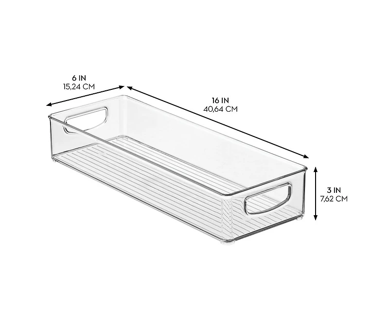 iDesign Plastic Stackable Pantry Bin with Handles, Set of 2, Clear