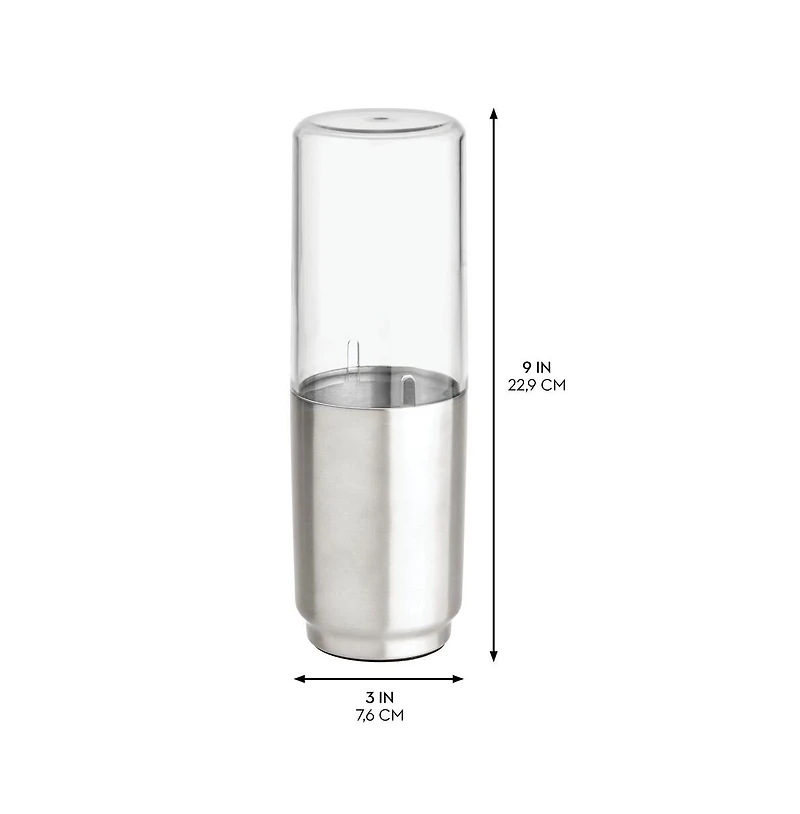 iDesign Stainless Steel Toothbrush Organizer with Cover - Clear/Brushed