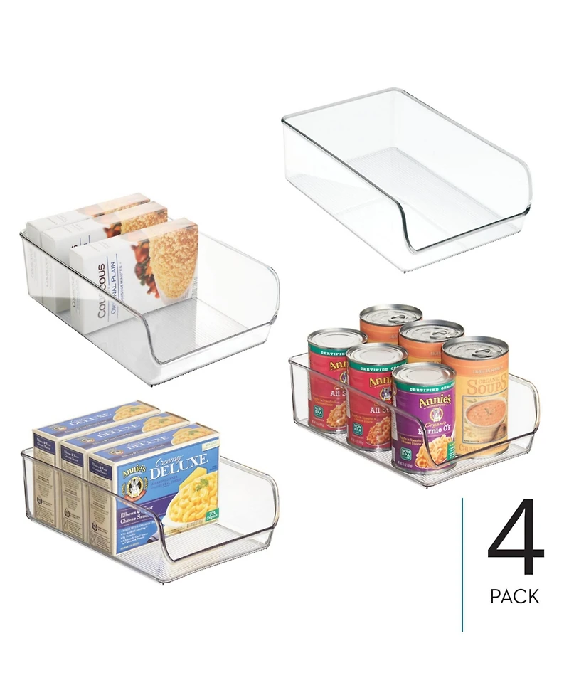 iDesign Pantry Organizer Bins for Cabinets or Fridge - Set of 4 - Clear
