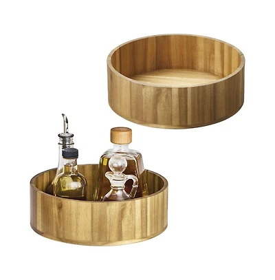 iDesign 10-Inch Round Acacia Wood Lazy Susan - Set of