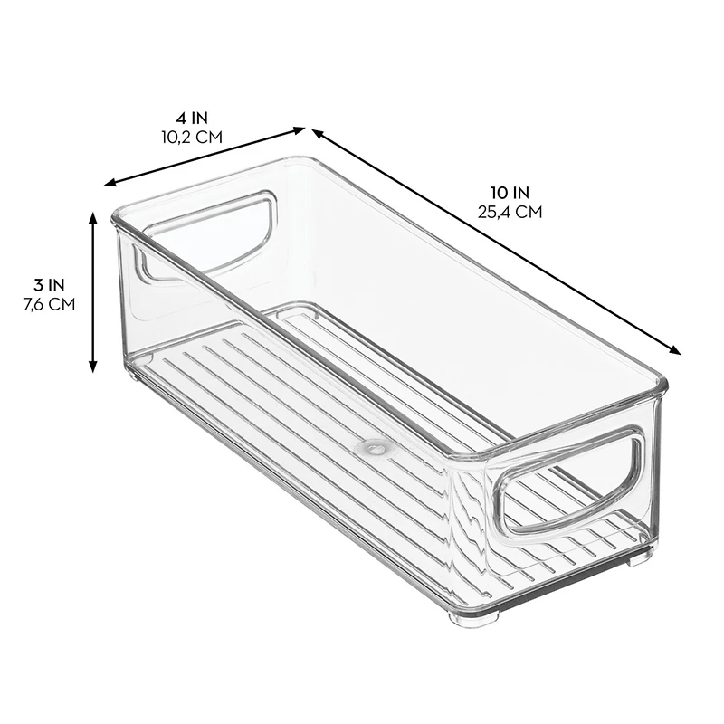 iDesign Plastic Stackable Pantry Bin with Handles, Set of 4, Clear, Made in Usa