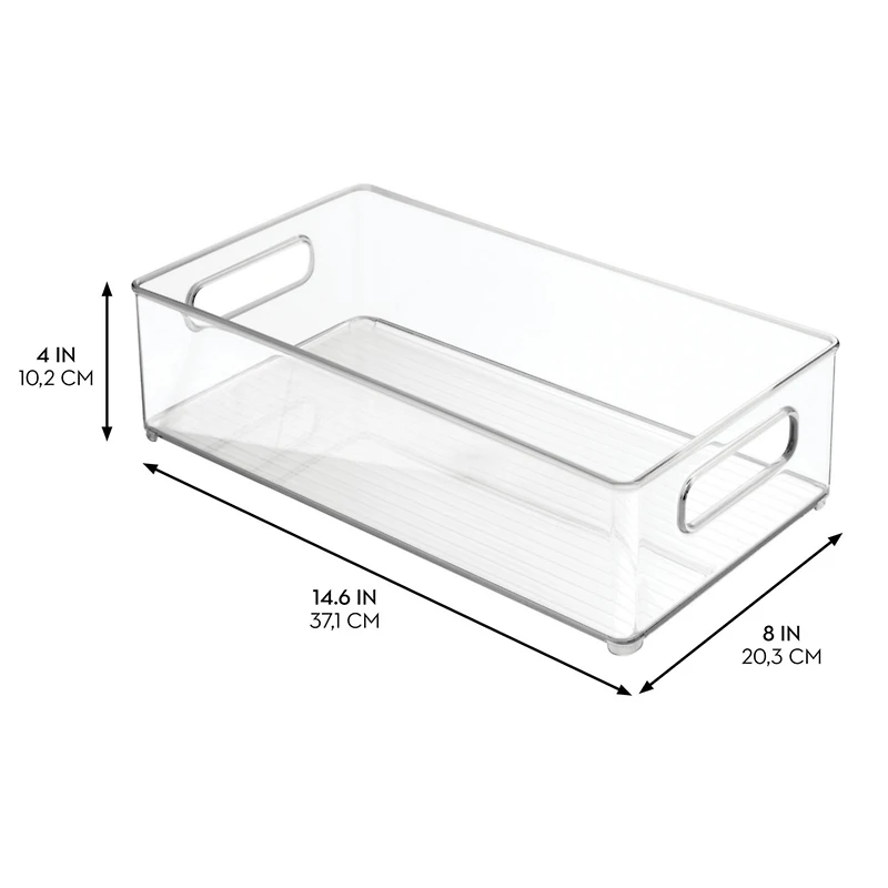 iDesign Plastic Stackable Fridge Bin with Handles, Set of 6, Clear