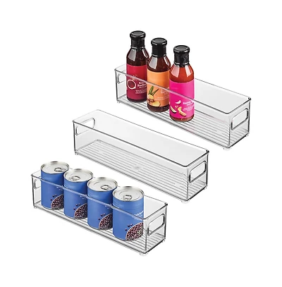 iDesign Plastic Stackable Fridge Bin with Handles, Set of 3, Clear, Made in Usa