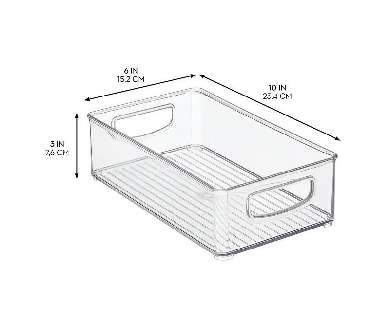 iDesign Stackable Pantry Storage Bin with Handles, Set of 4, Clear, Made in Usa