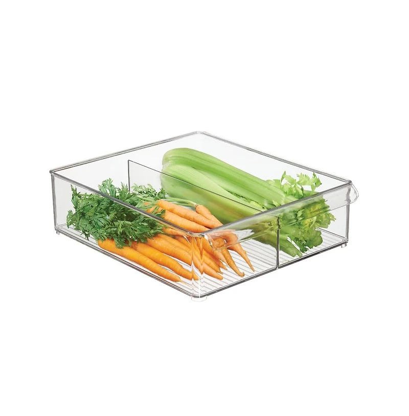 iDesign Divided Plastic Pantry Bin with Handle, Clear, Made in Usa