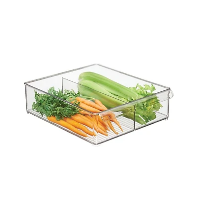 iDesign Divided Plastic Pantry Bin with Handle, Clear, Made in Usa