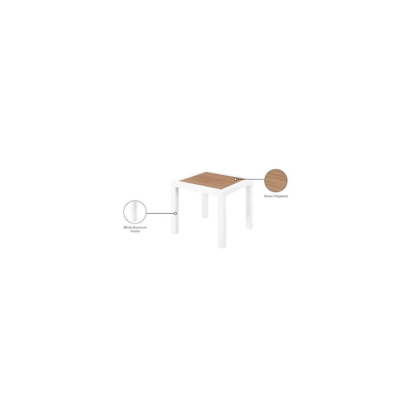 Meridian Furniture Nizuc Wood Look Accent Paneling Outdoor Patio Aluminum End Table