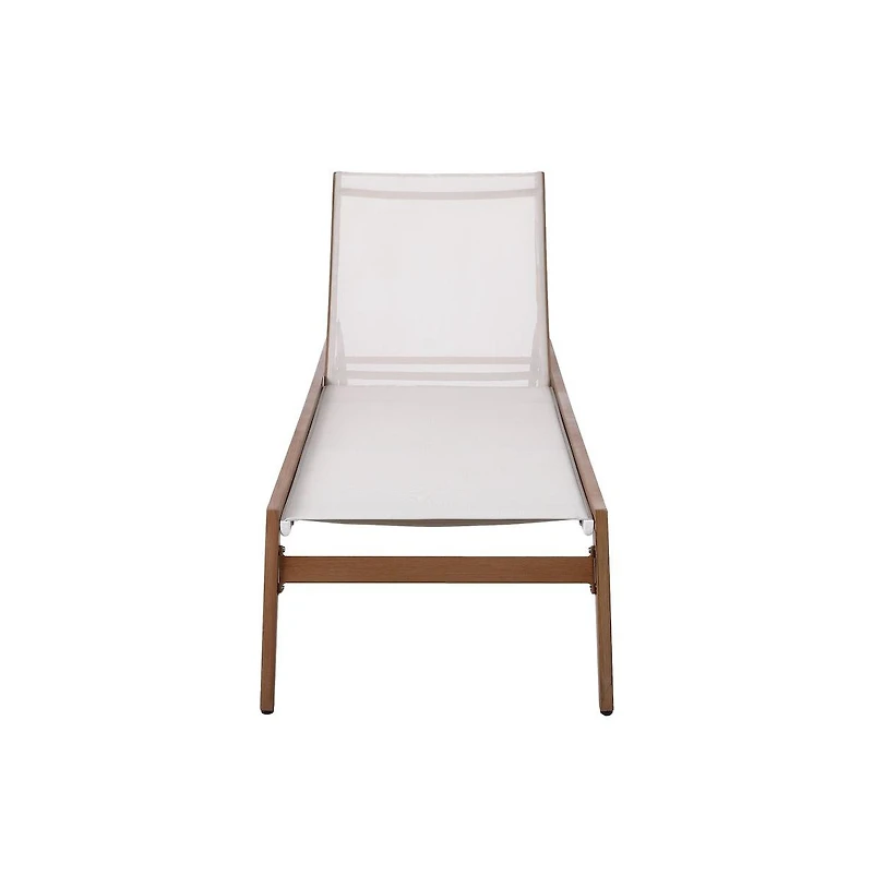 Meridian Furniture Maui Cream Water Resistant Fabric Outdoor Patio Lounger