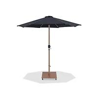 Meridian Furniture Fiji Black Fabric / Teak Aluminum Patio Umbrella with Base Sets