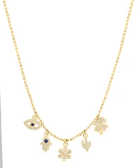 Effy White & Blue Diamond Multiple Charm 18" Pendant Necklace (1/4 ct. t.w.) in 14k Gold