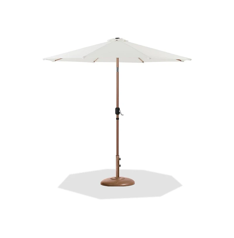 Meridian Furniture Fiji White Fabric / Teak Aluminum Patio Umbrella with Base Sets