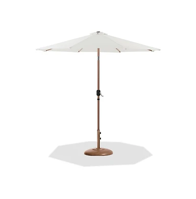 Meridian Furniture Fiji White Fabric / Teak Aluminum Patio Umbrella with Base Sets