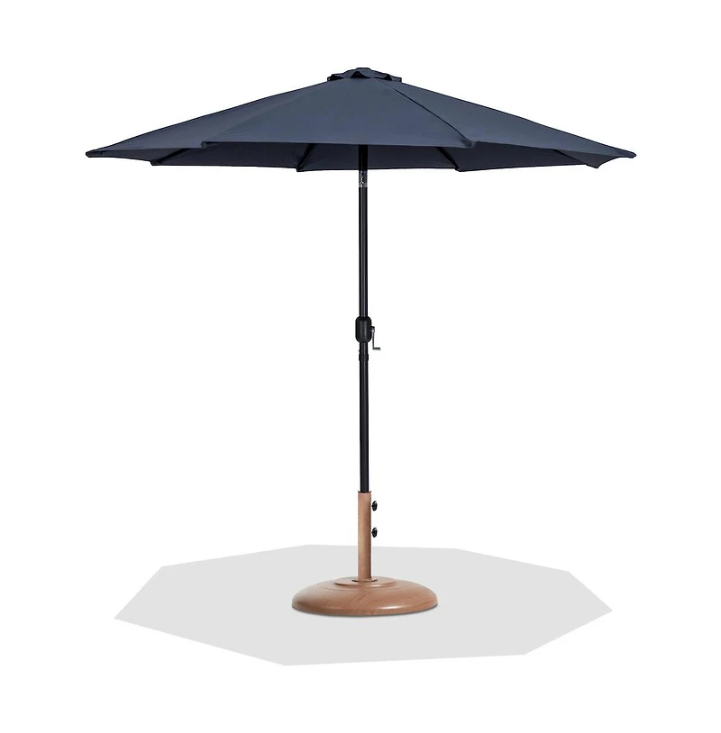Meridian Furniture Fiji Fabric / Teak Aluminum Patio Umbrella with Base Sets