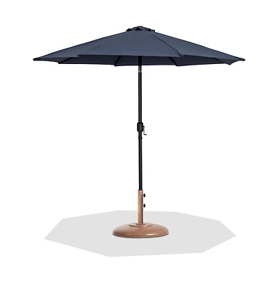Meridian Furniture Fiji Fabric / Teak Aluminum Patio Umbrella with Base Sets