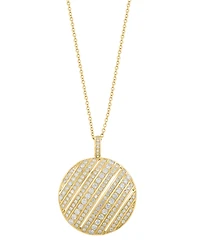 Effy Diamond Diagonal Disc 18" Pendant Necklace (1-3/8 ct. t.w.) in 14k Gold