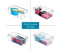 iDesign Drawer Organizer for Kitchen, Bathroom, or Desk Drawers, Set of 6, Clear