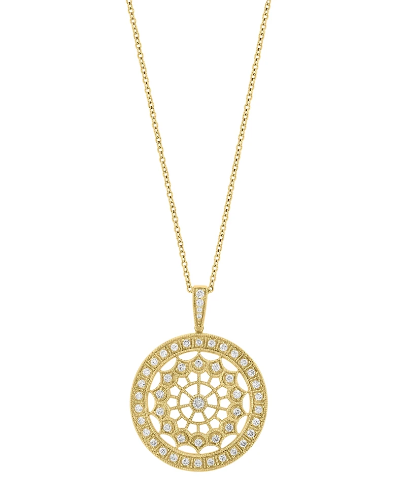 Effy Diamond Openwork Circle 18" Pendant Necklace (1/2 ct. t.w.) in 14k Gold