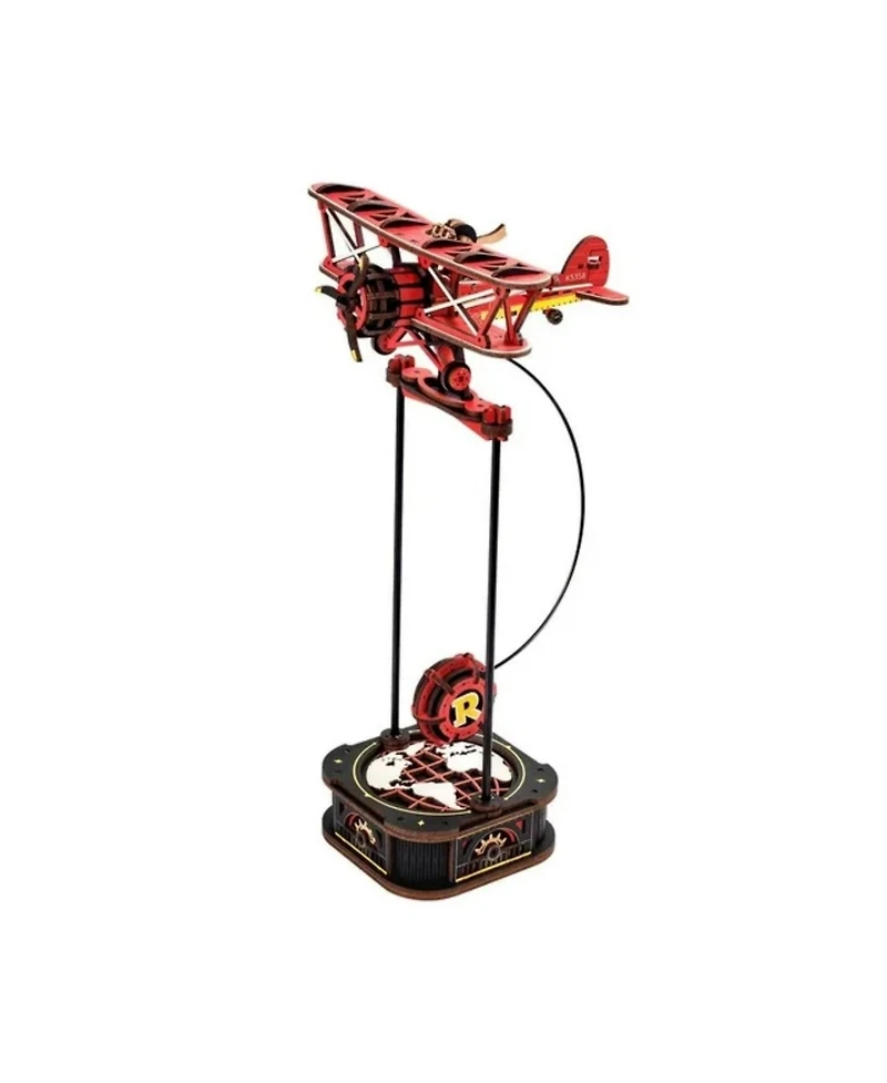 Robotime 3D Puzzle Wooden Model with Aircraft Theme, Diy Pendulum Toy for Kids Adults, Red, 5.7"6.7"12.4