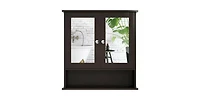 Slickblue Wood Bathroom Wall Cabinet with Mirrored Doors and Interior Storage Shelf