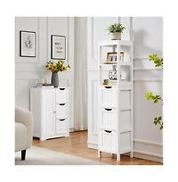 SlickblueBathroom Cabinet Tower with 3 Drawers and 2 Shelves in Wood Finish for Storage