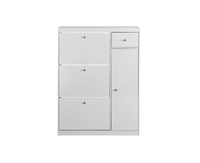 Fvanirror reestanding Tipping Bucket Shoe Rack Organizer with 3 Flip Drawers, Adjustable Storage Cabinet Shelf for Entryway Narrow
