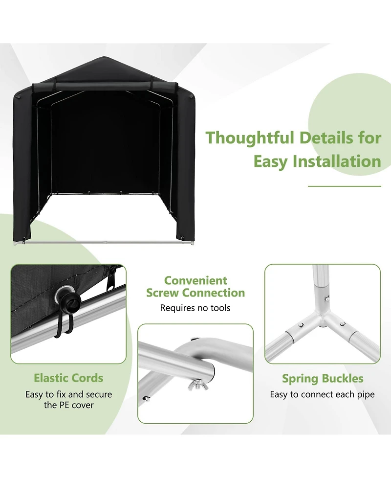 Akiudex 7 x 5.2 Ft Storage Shelter Outdoor Bike Tent with Waterproof Cover and Zipper Door - Gray
