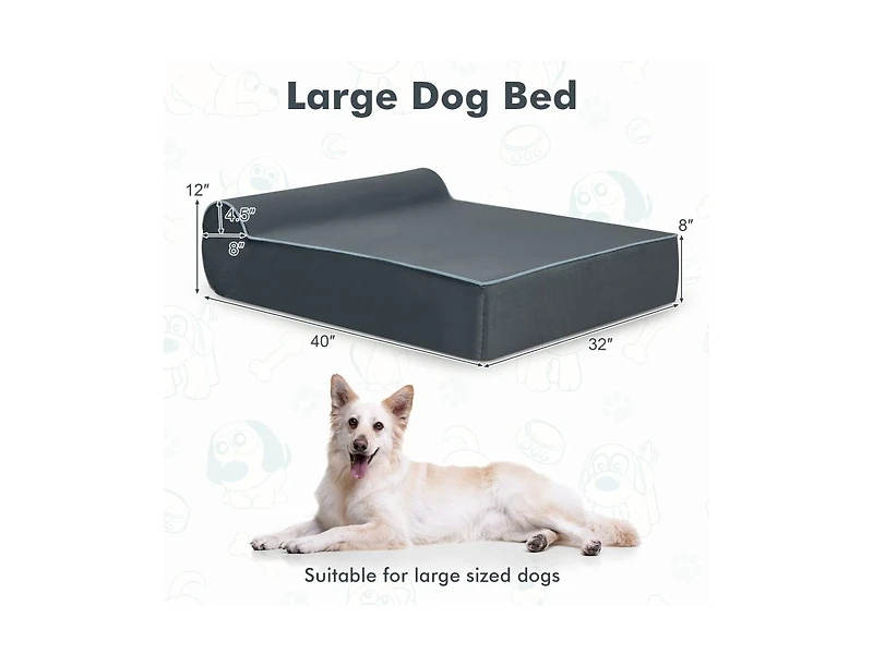 Akiudex Orthopedic Dog Bed with Memory Foam and Headrest Pillow