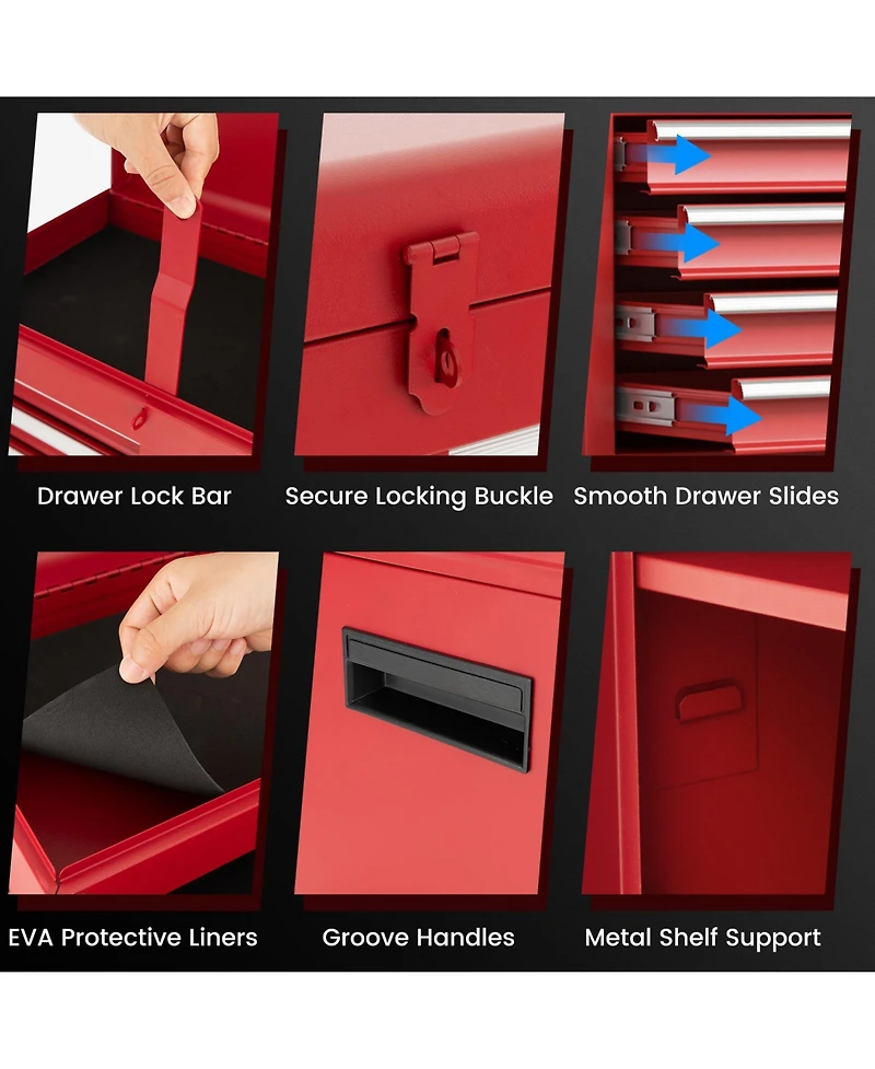 Akiudex 2-in-1 rolling tool chest with 5 sliding lockable drawers