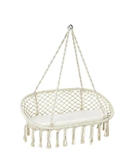 Akiudex 2-Person Hanging Hammock Chair with Cushion Macrame Swing