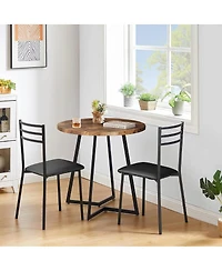 Slickblue Modern 3-Piece Dining Set with Round Wood Table and 2 Chairs for Small Spaces