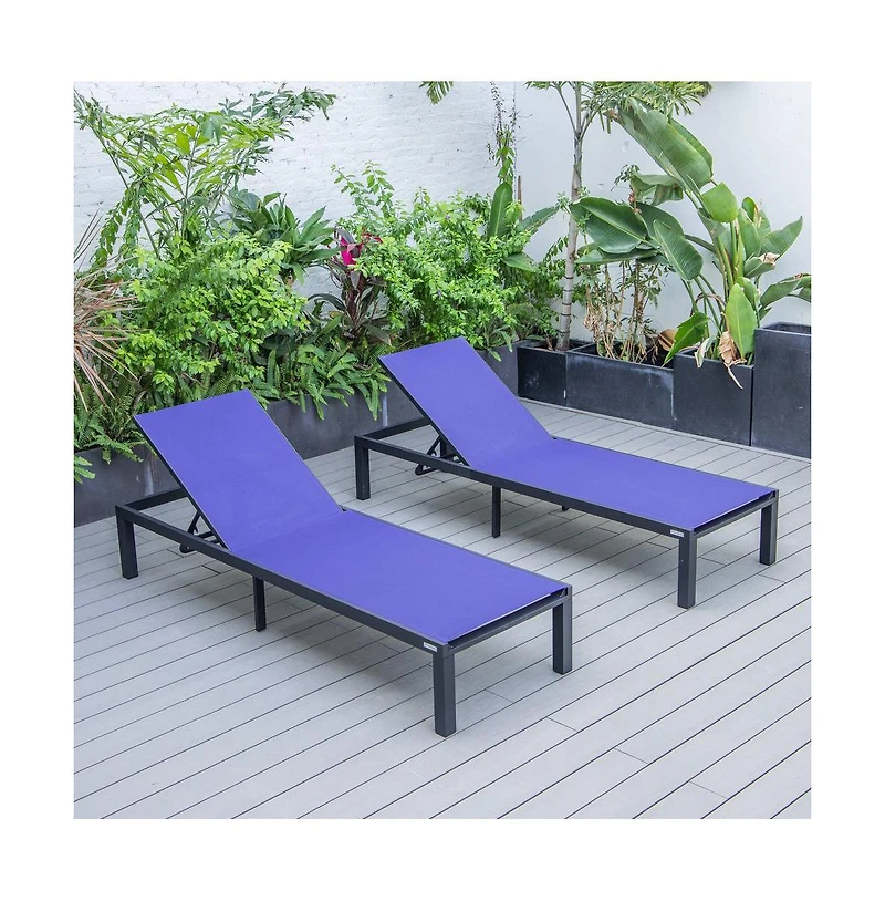 LeisureMod Marlin Patio Chaise Lounge Chair With Aluminum Frame