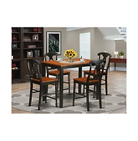 East West Furniture 5 Pc counter height Table and chair set - high top Table and 4 bar stools with backs.